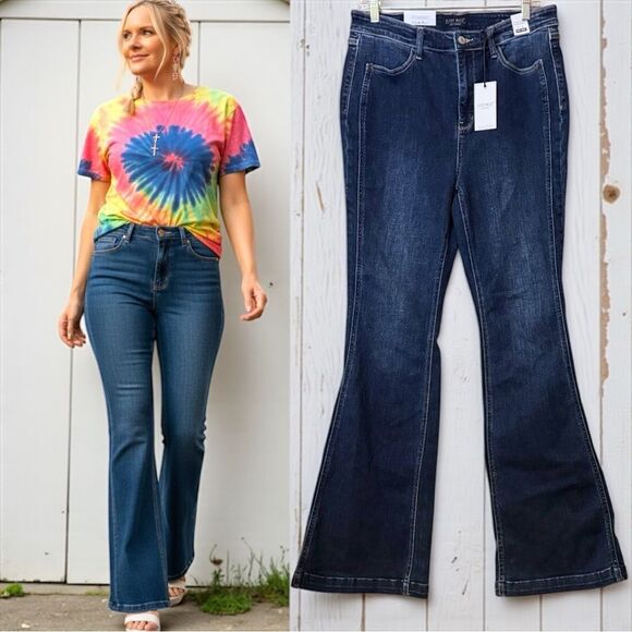 Judy Blue High Rise Angled Side Seam Flare Jeans 13/31 NWT - Picture 3 of 16